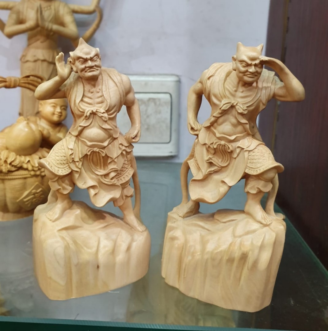 精彫り木製彫刻 置物 工芸品 飾り物 2点セット 【公式通販】