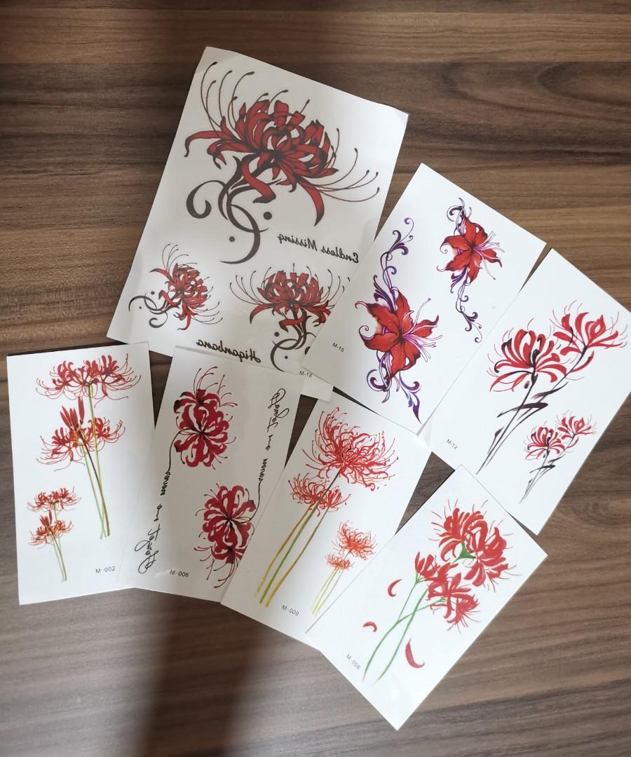 Bn Lycoris Spider Lily Fake Tattoos Hobbies Toys Stationery Craft Art Prints On Carousell