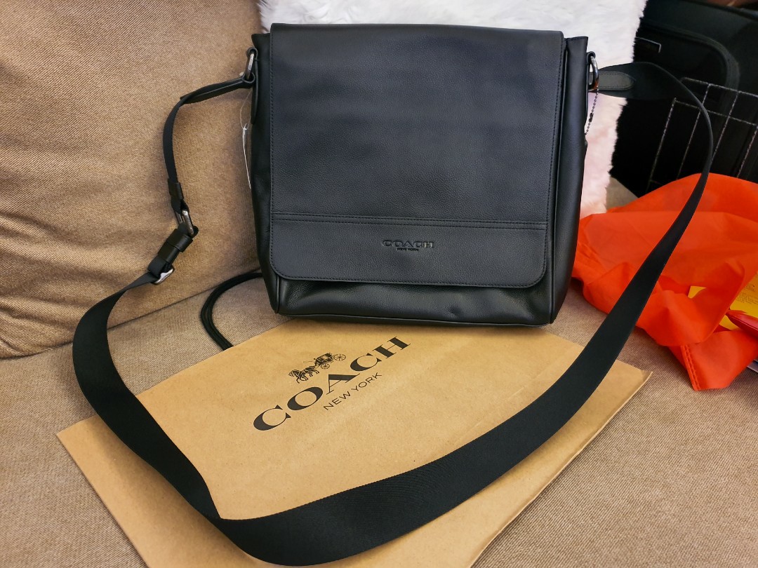 Coach Men's Houston Map Messenger Bag Black, Luxury, Bags & Wallets on