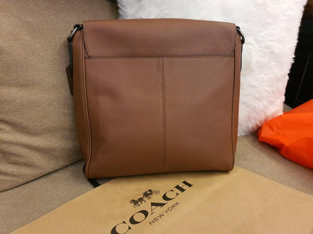 Coach Men's Houston Map Messenger Bag Brown, Men's Fashion, Bags, Sling