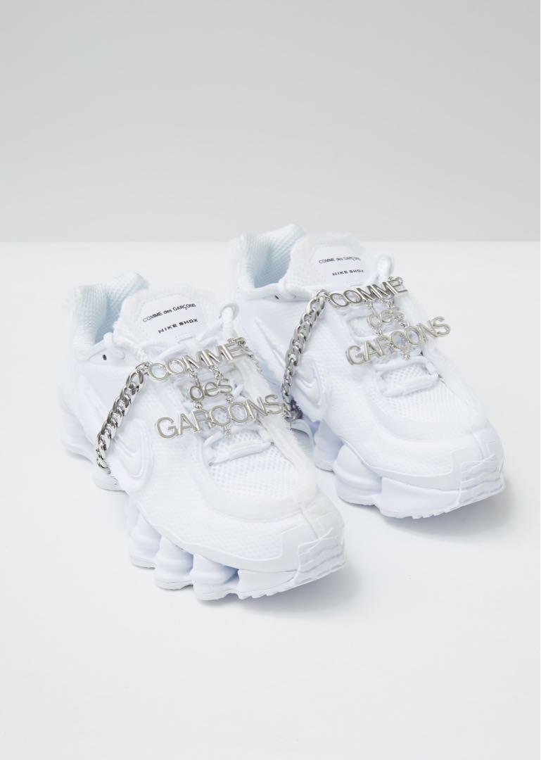 white nike edition cdg shox tl sneakers
