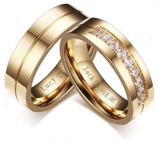 Couple Ring Custom Engrave Name Engagement Promise Rings