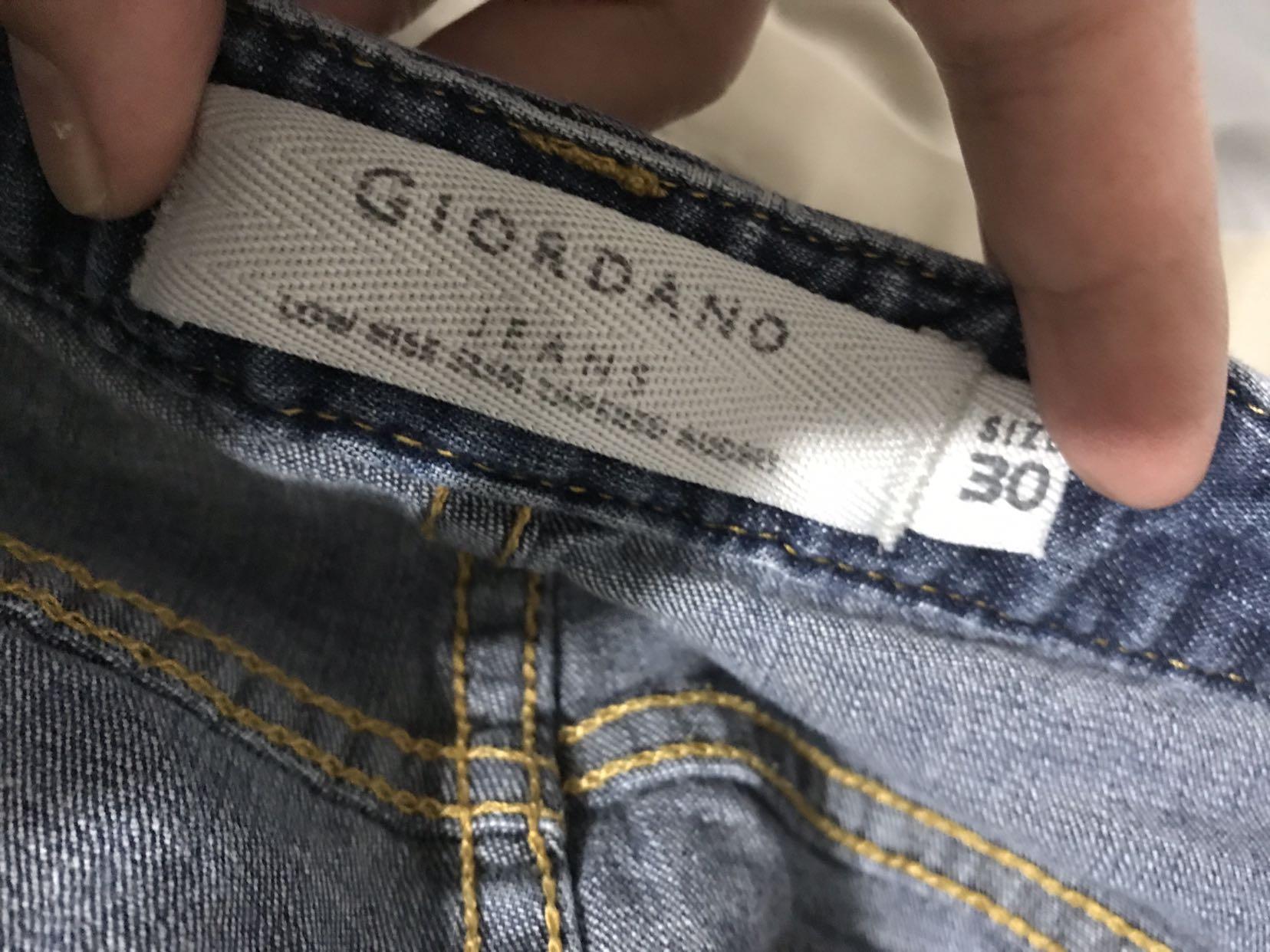 Giordano Slim Rise Jeans SIZE30 (Category: Jeans) located in Quezon City. Submitted by mumsy1925 (Listing ID 249745161, Image 3). Description: Used. Still in good condition. RFS decluttering. Giordano Jeans Slow Rise Tapered Audrey Size 30.