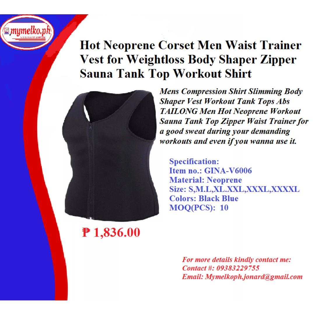 Shop Generic Hot Neoprene Body Shaper with Zipper Workout Shirt for Men's