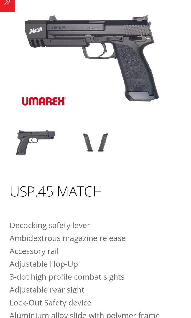 KWA H&K USP.45 MATCH GPP, 興趣及遊戲, 玩具& 遊戲類- Carousell