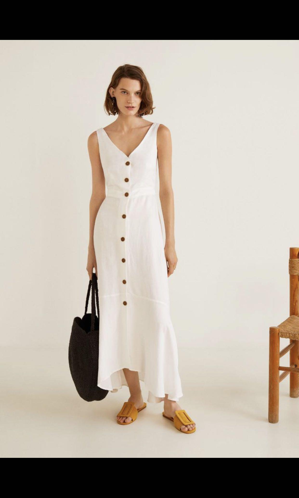 Mango linen white dress