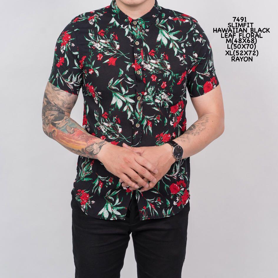 mens black floral shirt