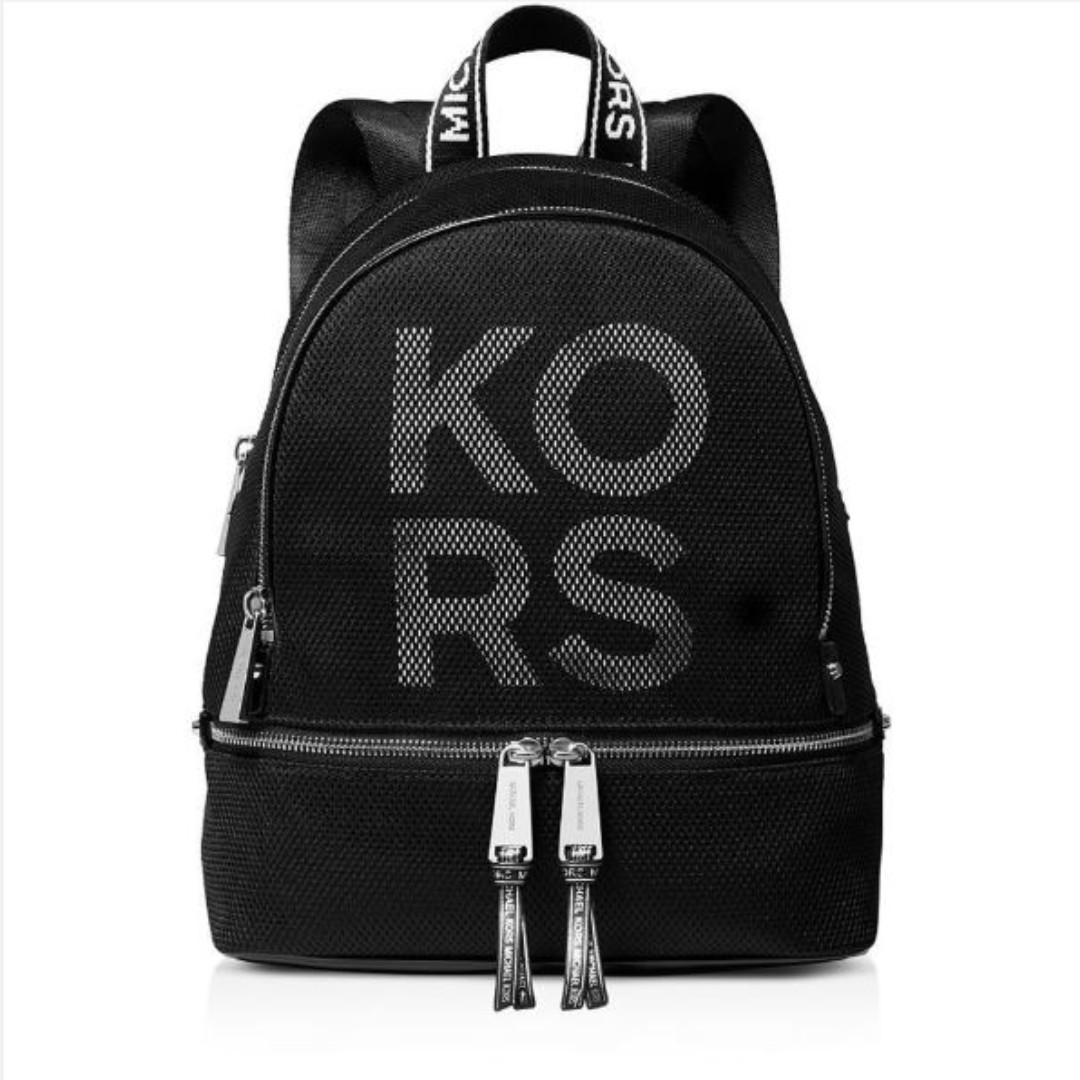 black and white michael kors backpack