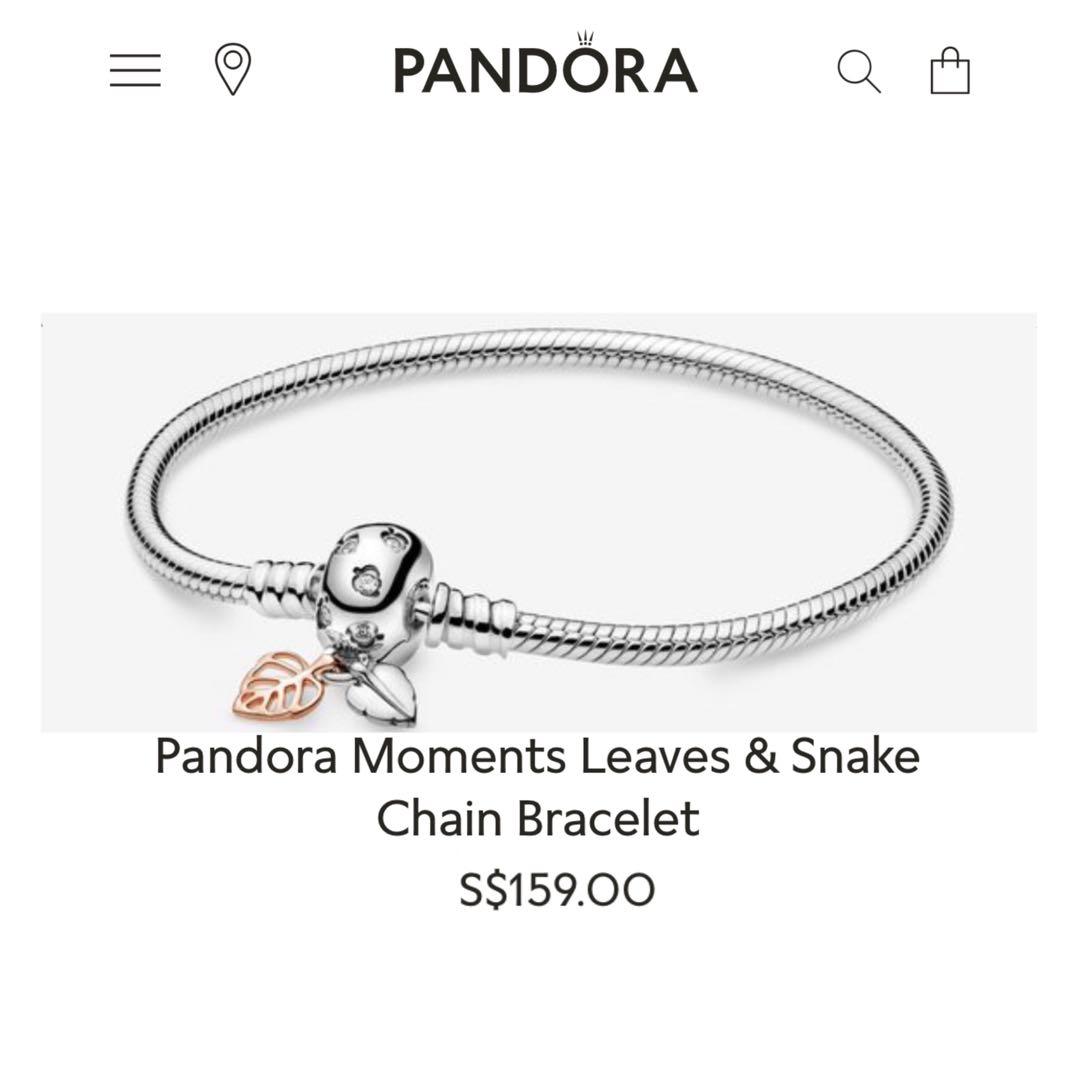Bnis Pandora Moments Leaves Snake Chain Bracelet