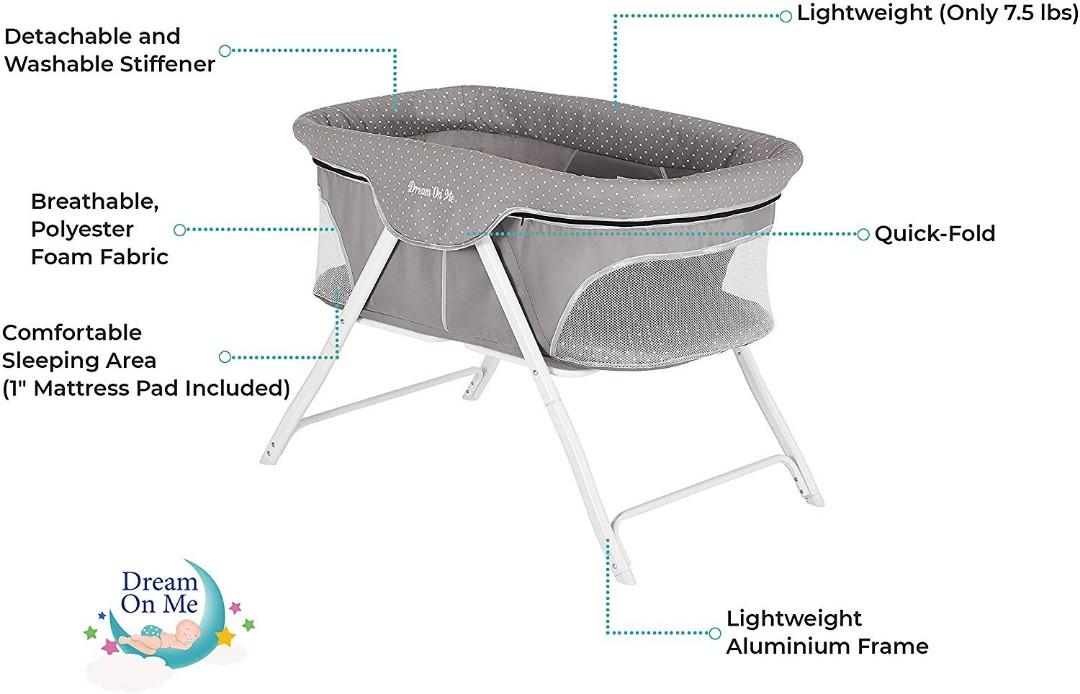dream on me bassinet grey