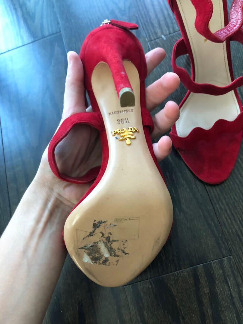 Prada red clearance suede sandals