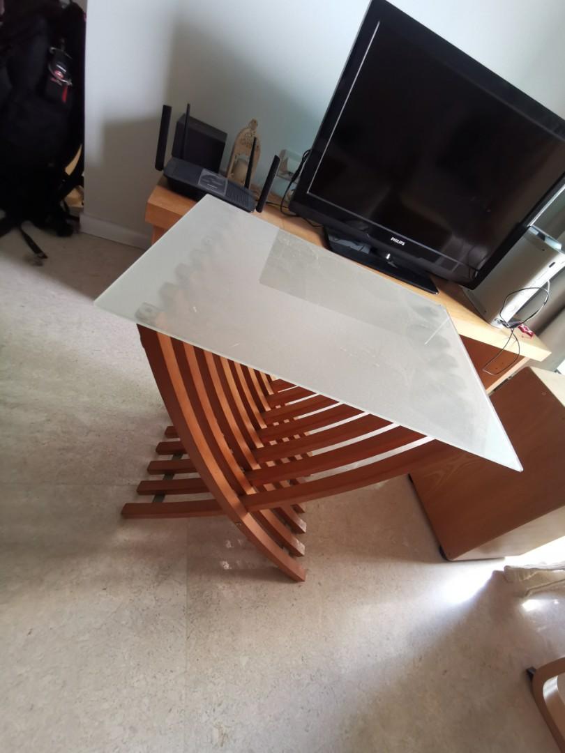 Side table (Category: Tables & Sets) located in Singapore. Submitted by manonly (Listing ID 249683653, Image 3). Description: Trendy nordic design with glass top 2 sets available $35 each Take 2 for $50.