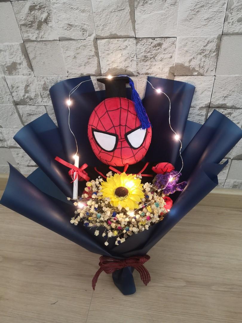 Spiderman Graduation Flower Bouquet Design Craft Handmade Craft On Carousell