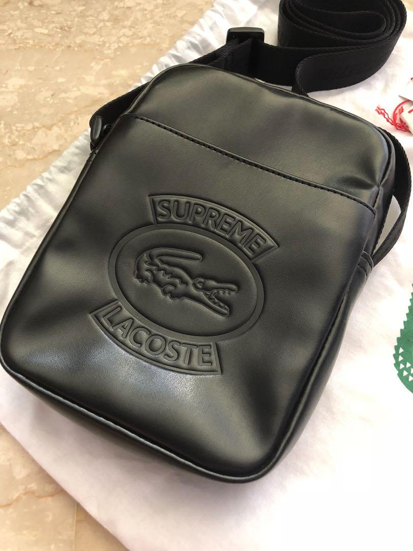 Supreme lacoste sales bag black
