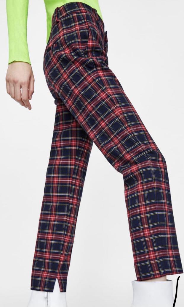 zara plaid trousers