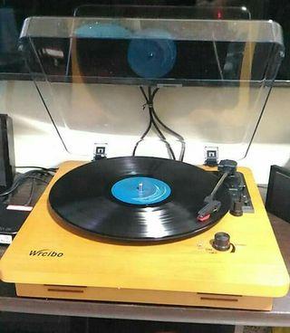 Vintage Retro Wooden Turntable Vinyl Plaka Record Player