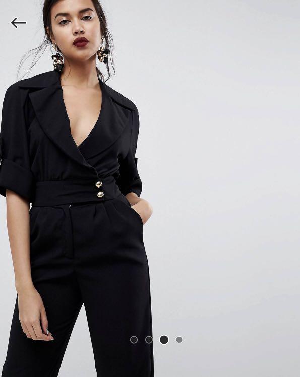 ASOS Black Tuxedo Jumpsuit UK 18