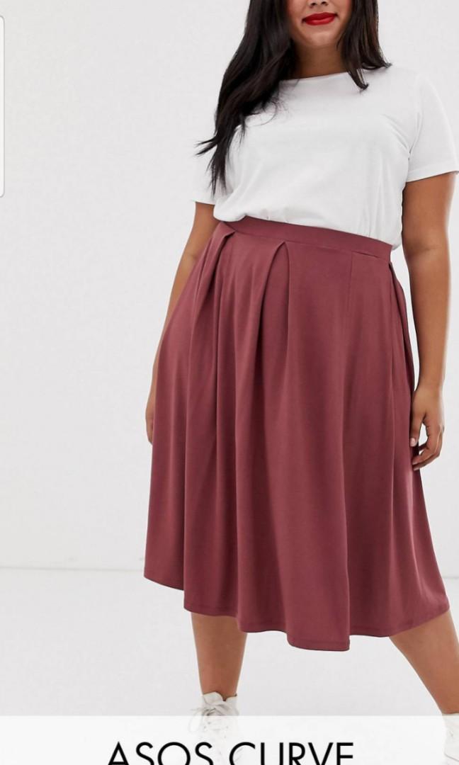 Asos burgundy midi skirt store
