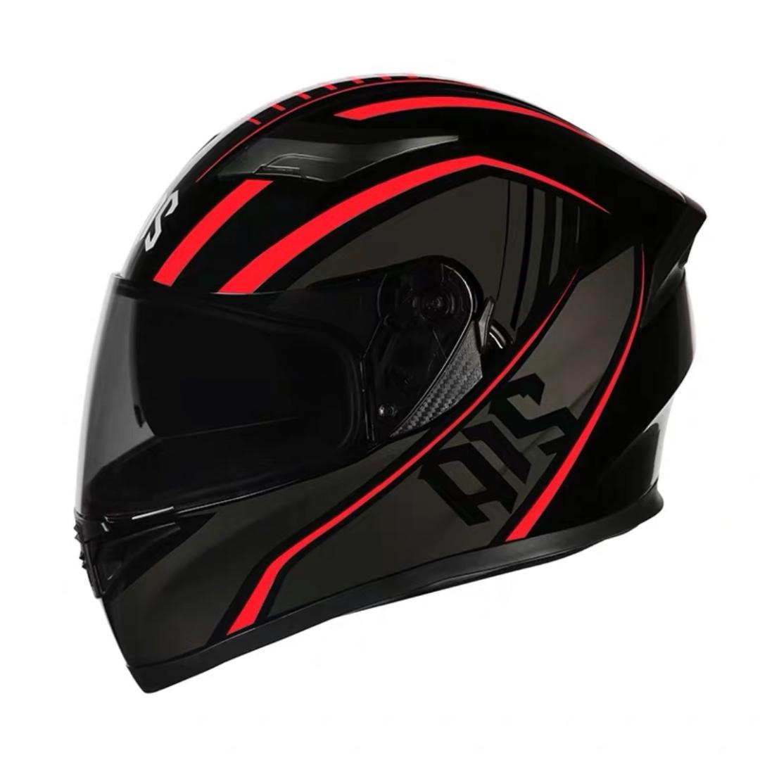 black and red full face helmet