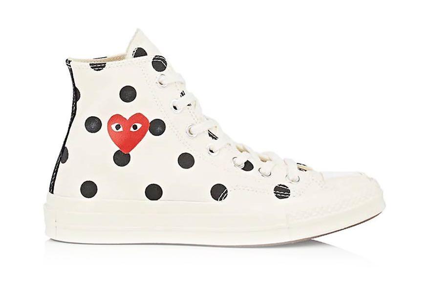 red and white polka dot converse