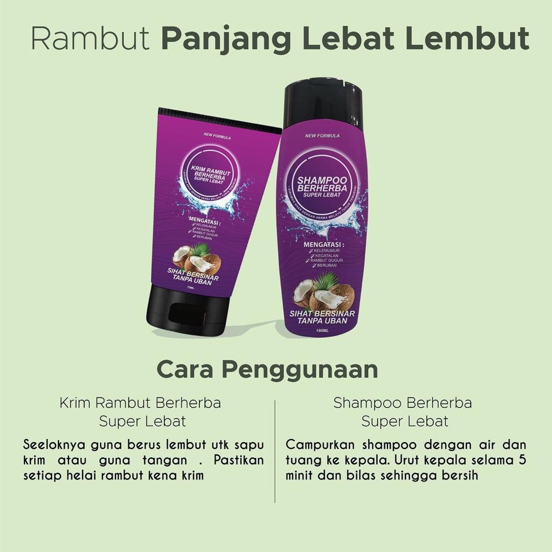 Dherbs Shampoo Berherba Super Lebat Health Beauty Hair Care On Carousell