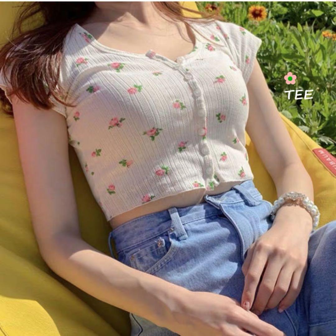 Floral Crop Top Brandy Melville Inspired Women S Fashion Tops Other Tops On Carousell