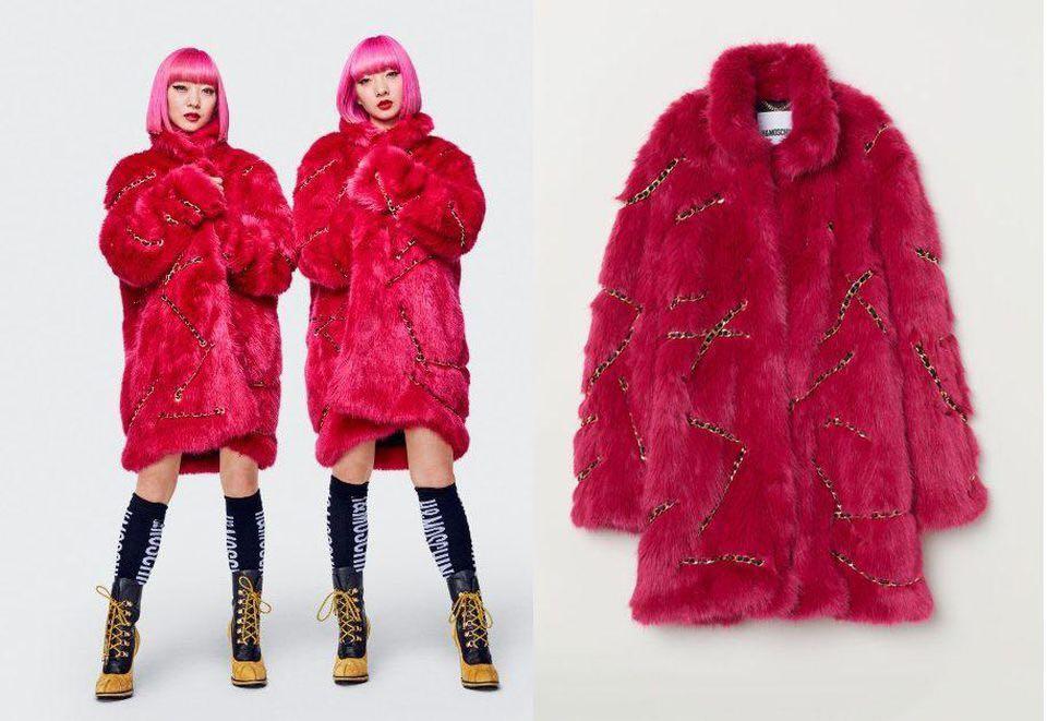 H M x Moschino pink fur jacket LIMITED small size Fesyen Wanita Pakaian Wanita Baju Luaran di Carousell