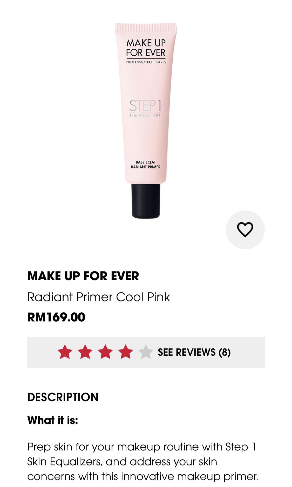 Make Up For Ever Radiant Primer, Beauty & Personal Care, Face, Makeup