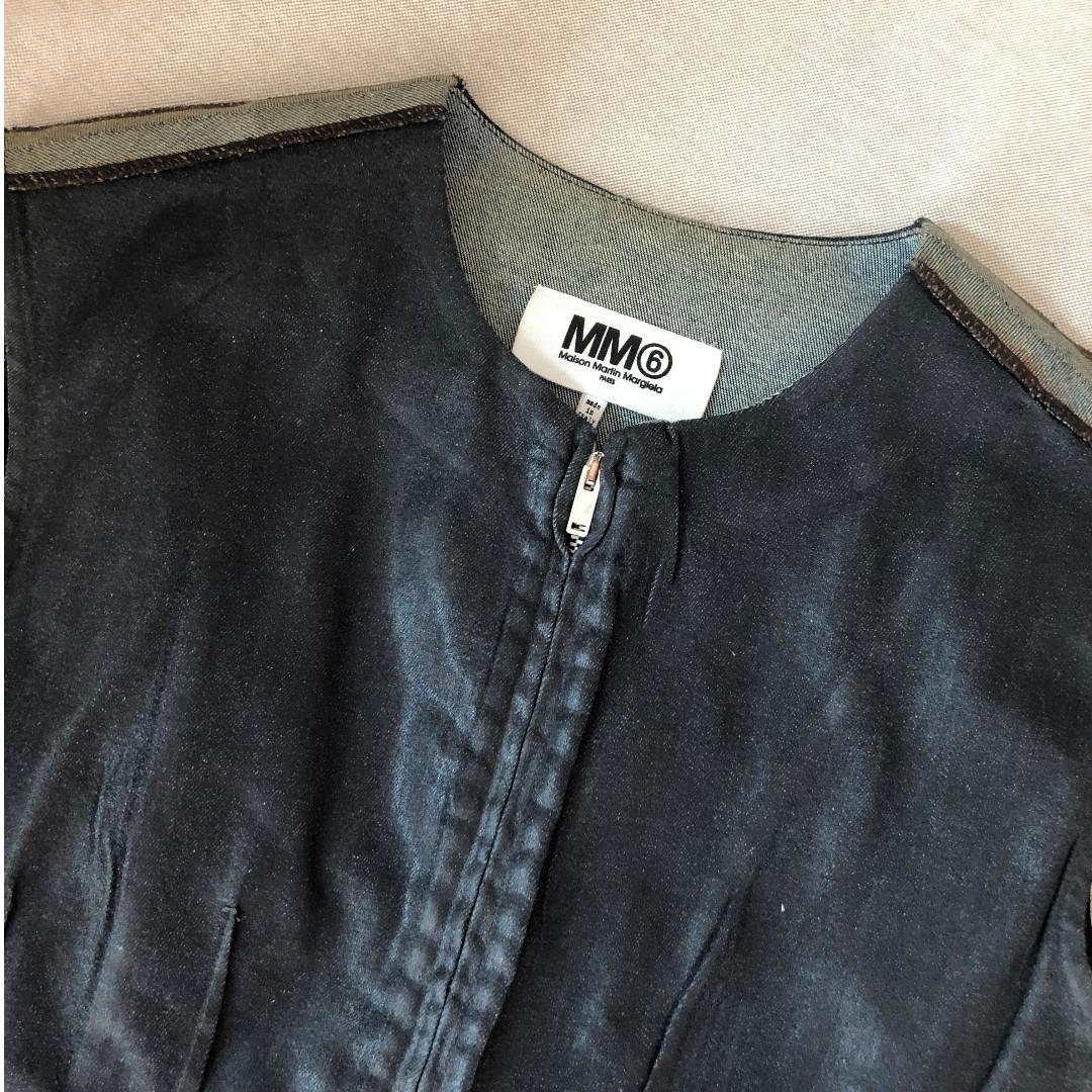 MM6 Laminated Denim Top, Luxury, Apparel on Carousell
