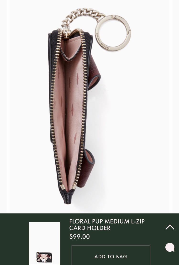 ‼️RESTOCK‼️ New, Authentic Kate spade floral pup L zip card holder