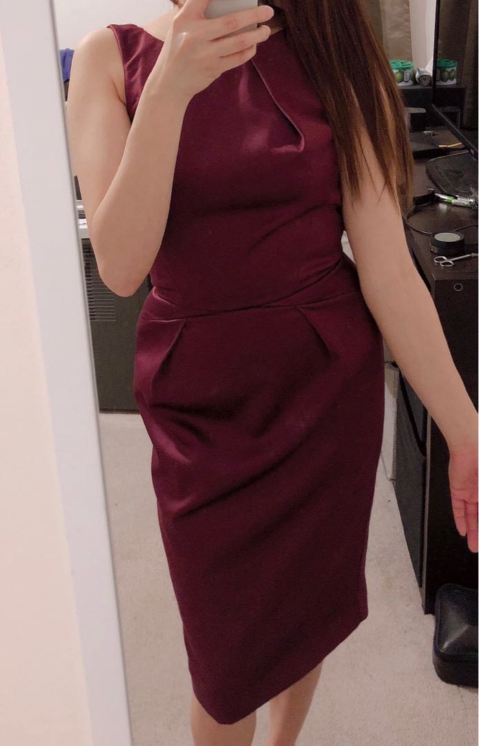 Topshop Origami Satin Burgundy dress Women s Fashion Clothes on Carousell
