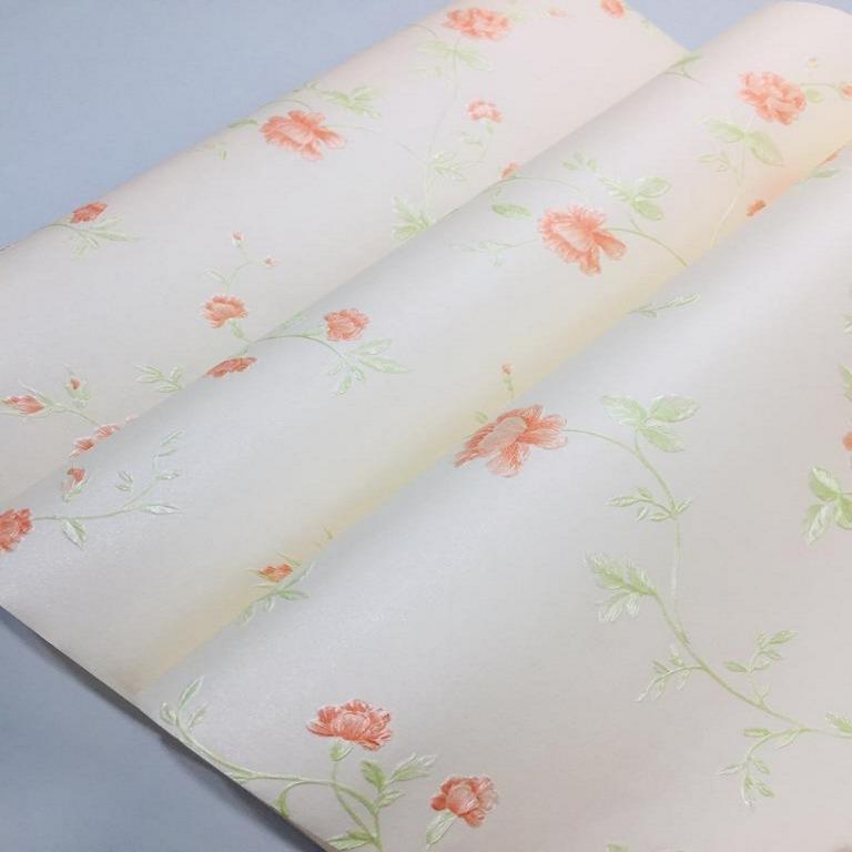 Wallpaper Dinding Murah 5m2 Bunga Orange Ct05067 Home