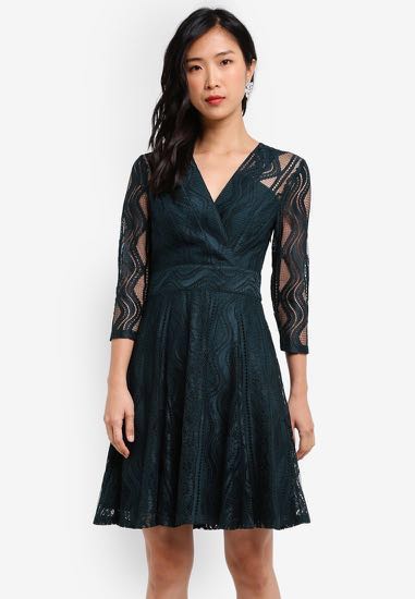 Zalora Wrap Lace Dress Women S Fashion Clothes Dresses