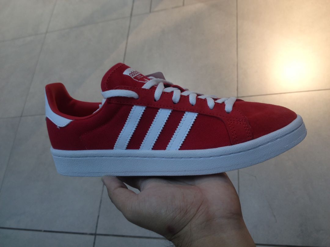 Adidas Campus Red White Shoes, Men's Fashion, Footwear, Sneakers on ...