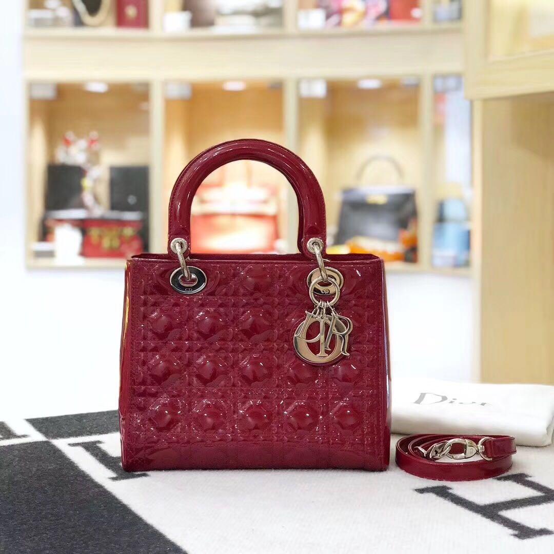 Authentic Pre Loved Christian Dior Patent Leather Lady Dior Medium Luxury Bags Wallets Handbags On Carousell