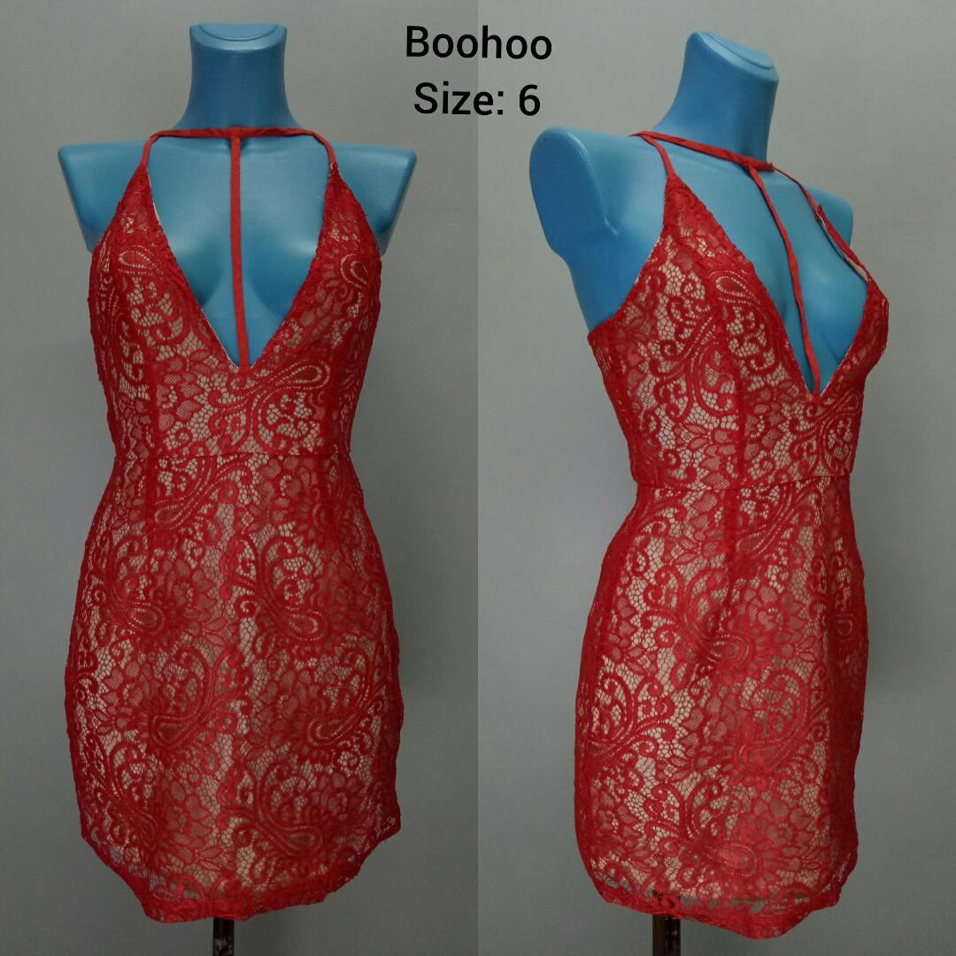 boohoo petite red dress