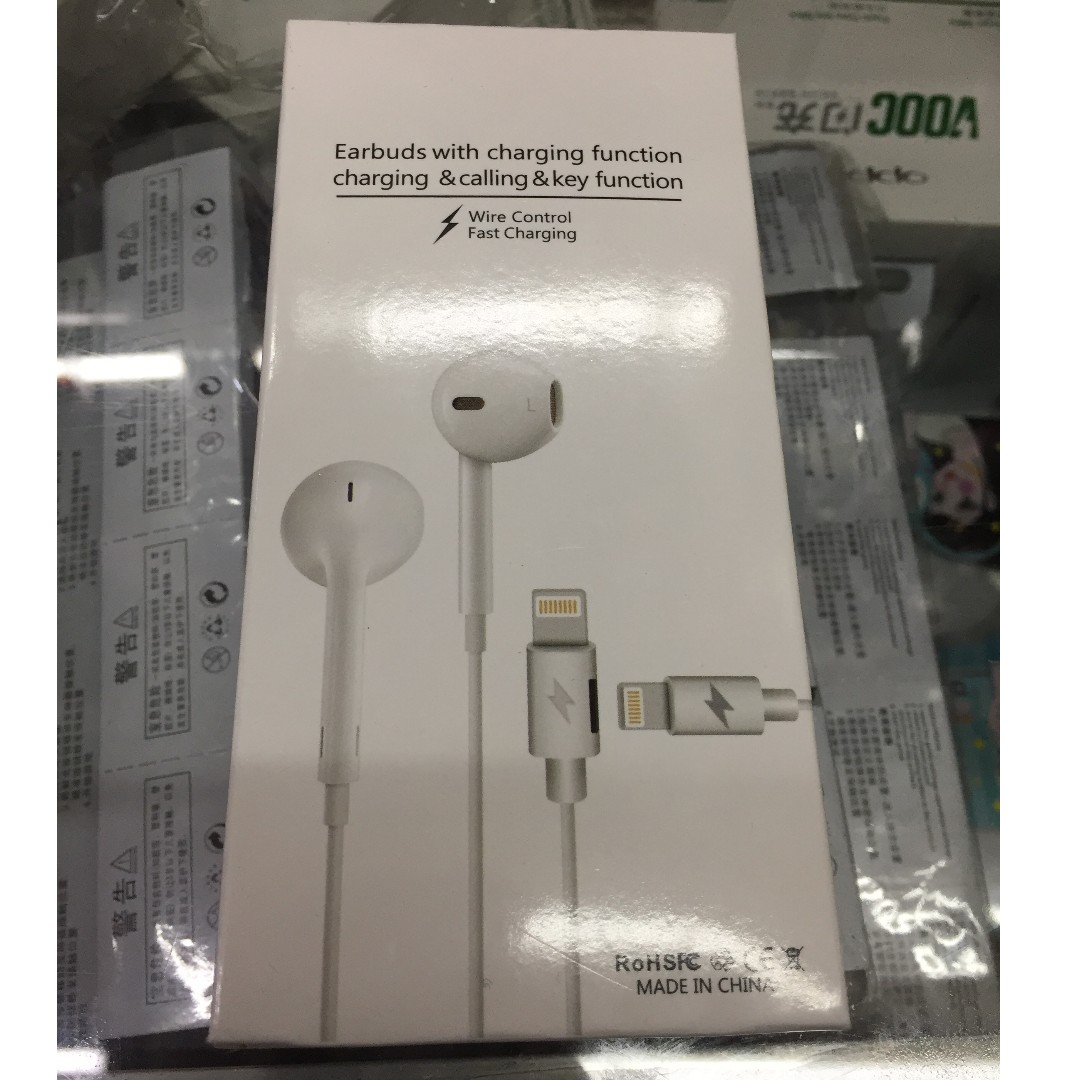 earbuds with charging function charging for iphone 7 above