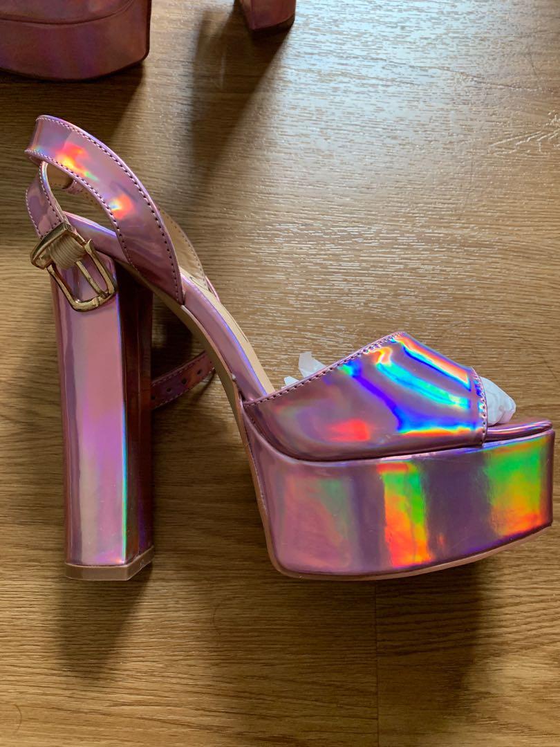 Iridescent platform heels cheap