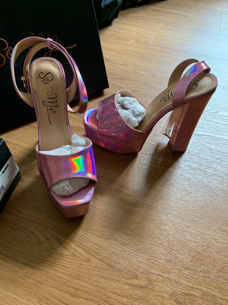 iridescent platform heels