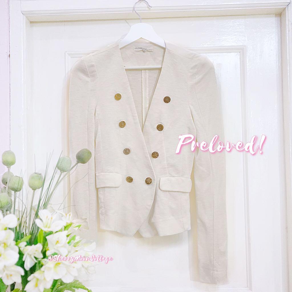 Ivory Stretch Blazer Jas Outer Putih Gading Krem Bekasi Fesyen