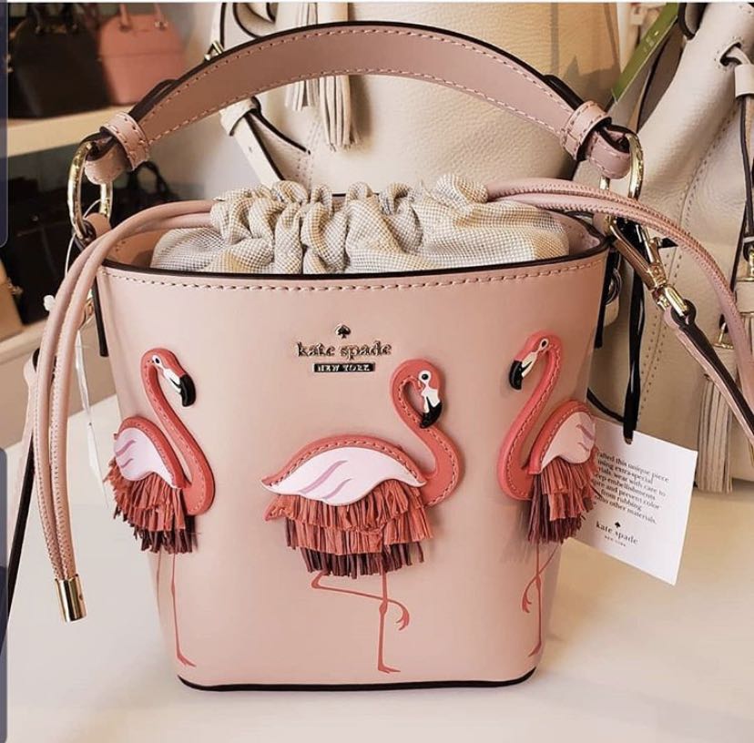 Kate Spade Flamingo Bucket Bag, Luxury, Bags & Wallets on Carousell