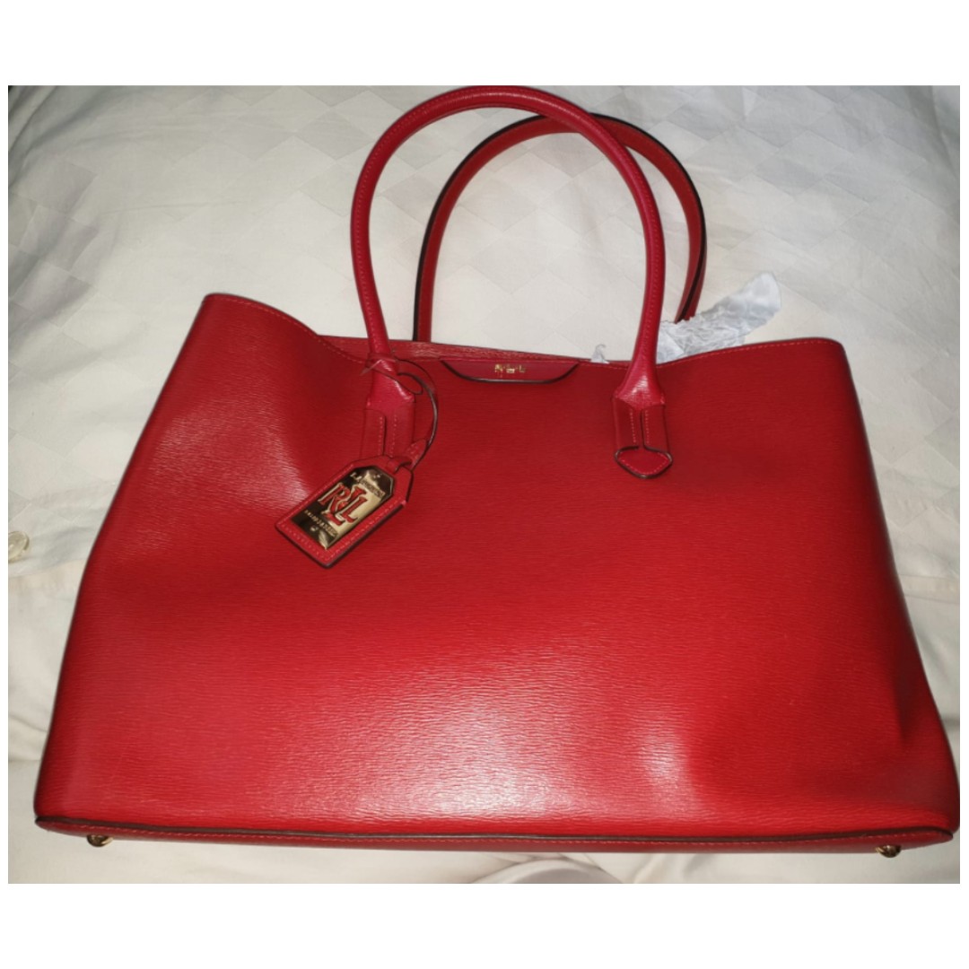 ORIGINAL Lauren Ralph Lauren Women s Tate City Tote Bag Red