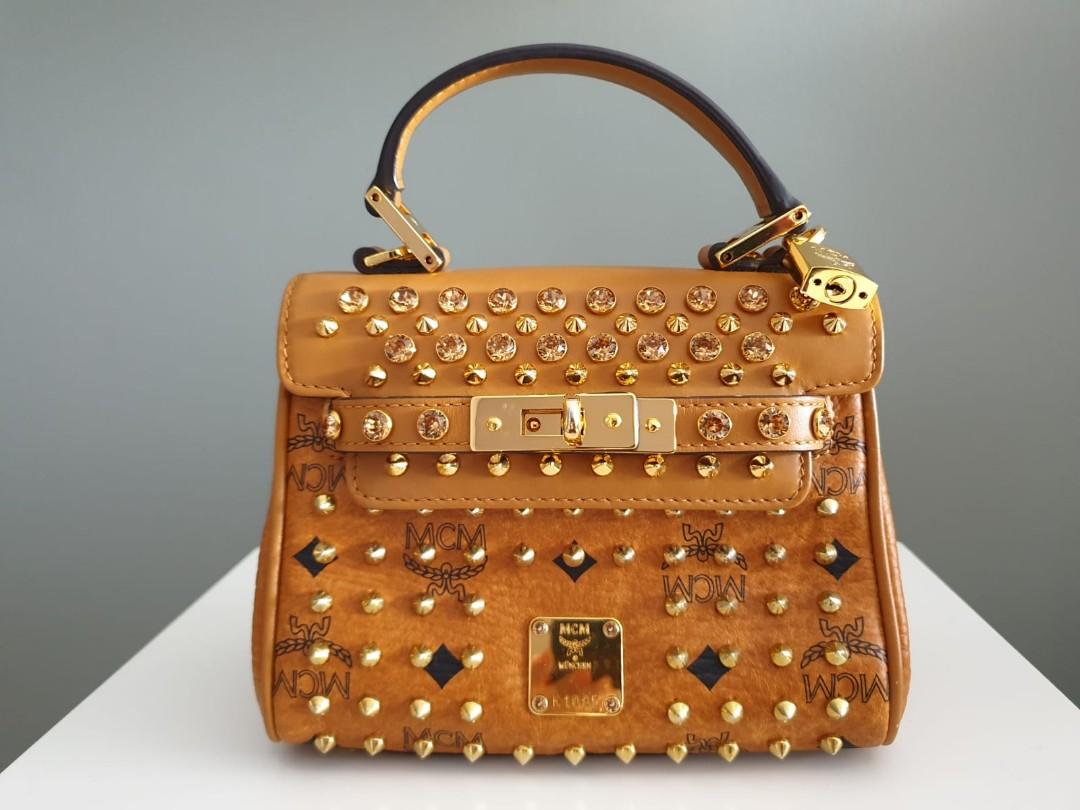 MCM diamond Visetos Mini Satchel almost new Women s Fashion Bags Wallets Cross body Bags on Carousell