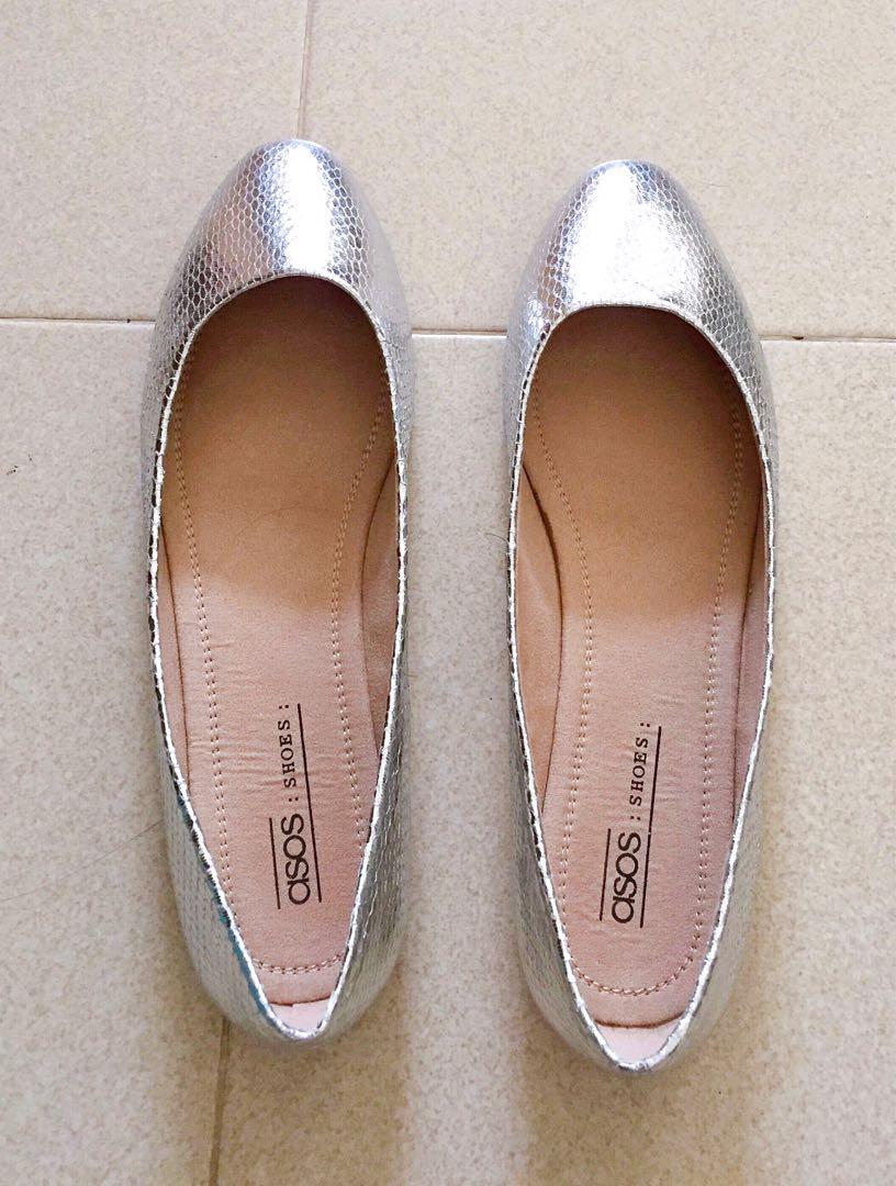 metallic ballerina flats