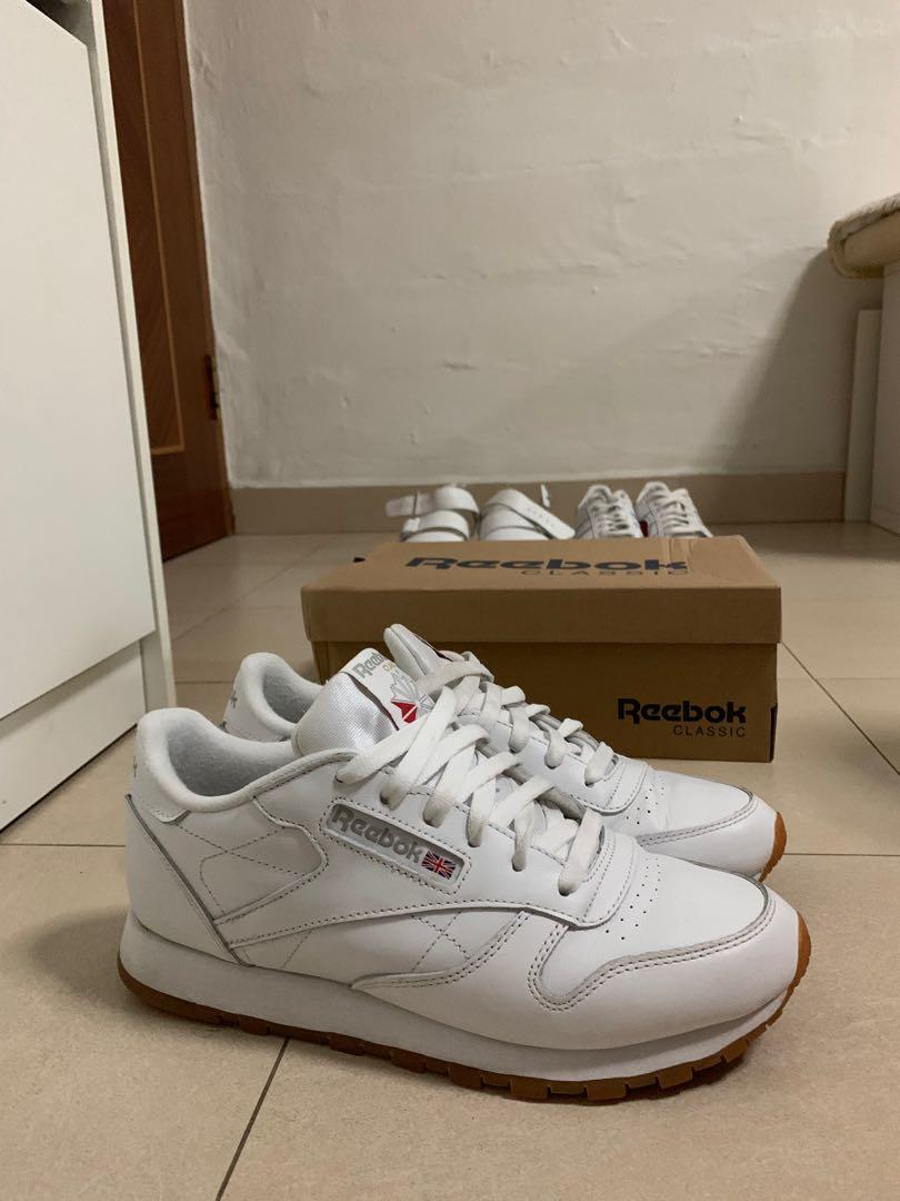 reebok classic white leather gum sole trainers