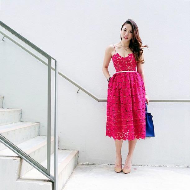 Self Portrait Red Azalea lace dress as worn by Aimee Song