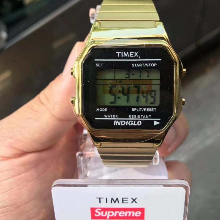 Supreme Timex 19FW Digital Watch Indiglo (Gold & Silver color 