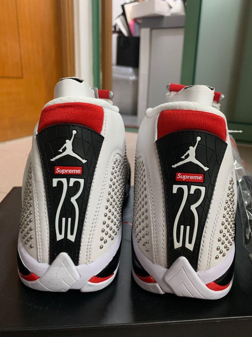 Supreme x Air Jordan AJ14 White Red US9.5 Carousell