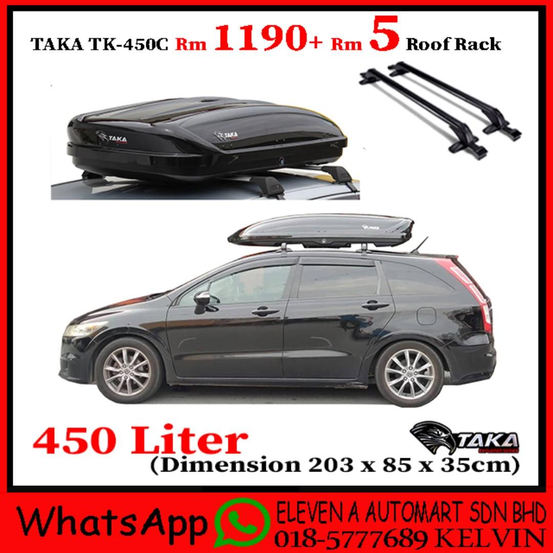 Taka Roofbox Tk 450c Slim Glossy Roof Box With Roof Rack Auto Accessories On Carousell