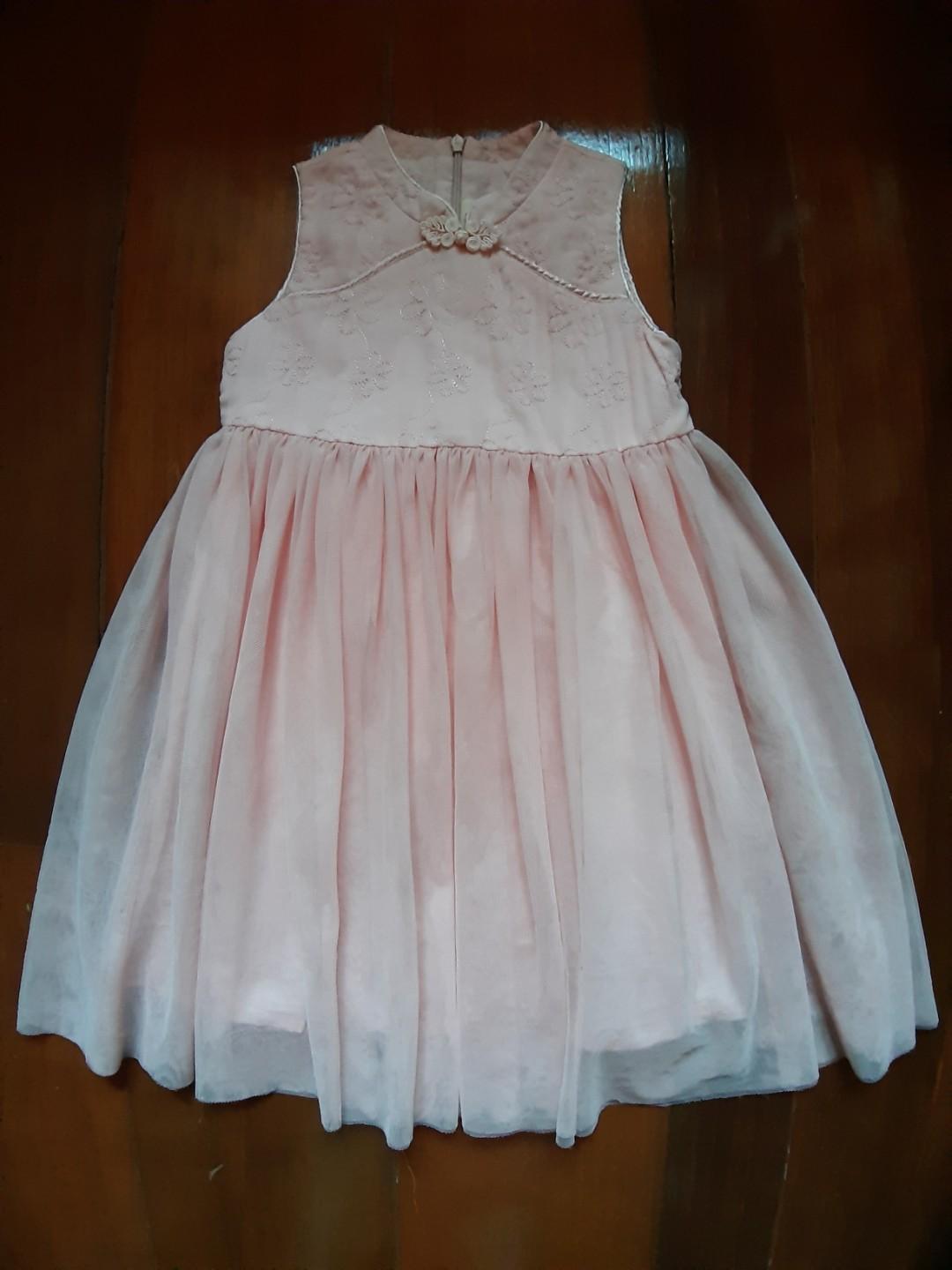 Tiny Button Cheongsam Tulle Dress Babies Kids Girls Apparel